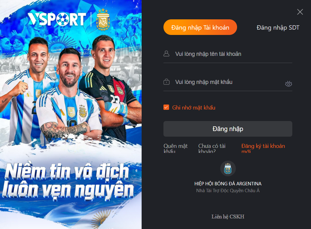 Các thao tác đăng nhập Vsport như thế nào?